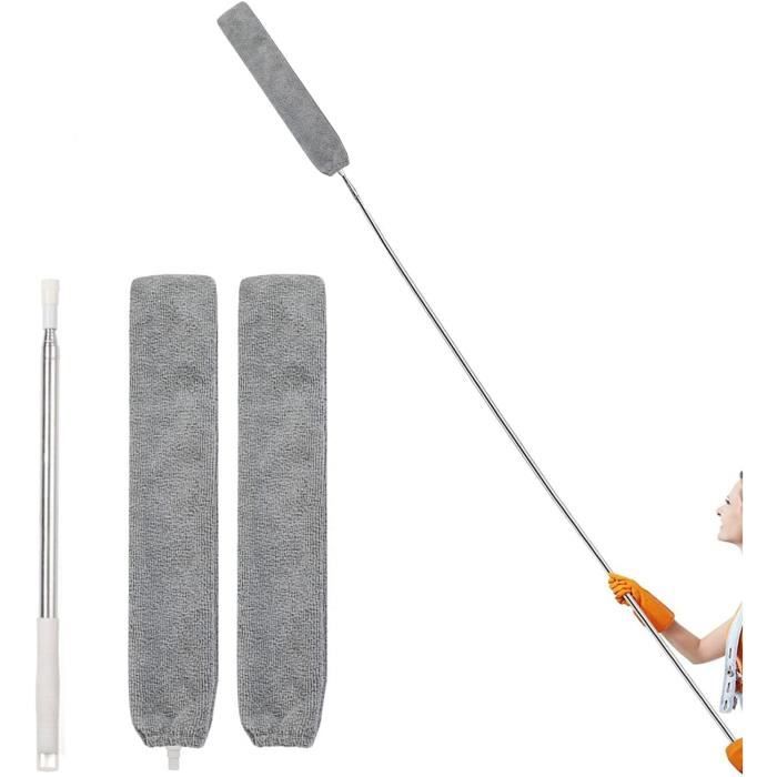Nettoyeur De Poussière Rétractable Avec Perche Extensible - Manche 15cm à 188cm - 3 Chiffons Microfibre - Pour Sous Les Meubles
