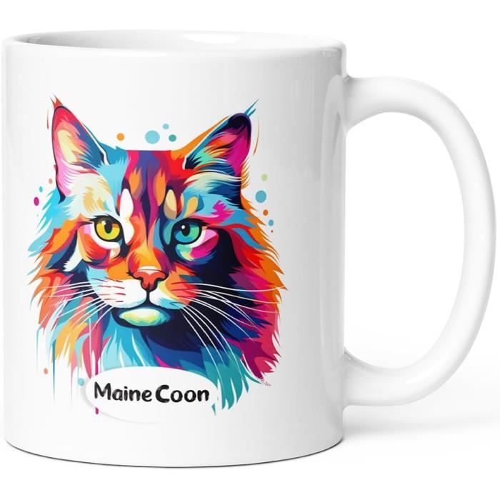 Tasse Drôle Meow Luna Cat - Chat Fou Et Dame Chaton - Céramique Blanche 10 Oz