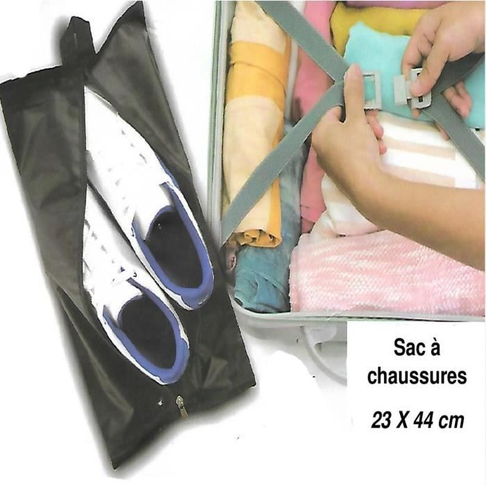 Sac à chaussures de voyage pour valise sac avec fermeture éclair 23 X 44 cm