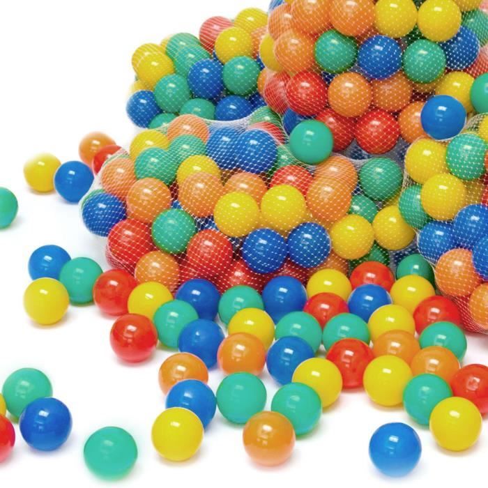 200 Boules diamètre Ø7cm petites Balles en plastique multicolore Jaune  Rouge Bleu Vert Orange jouet pour enfants chiots anniversaire