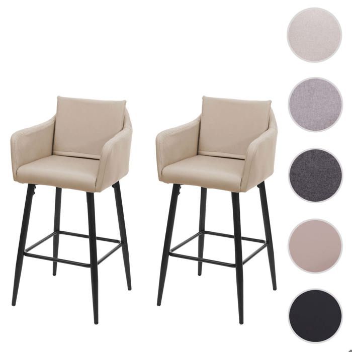 2x Tabouret de bar MCW-H93 similicuir taupe