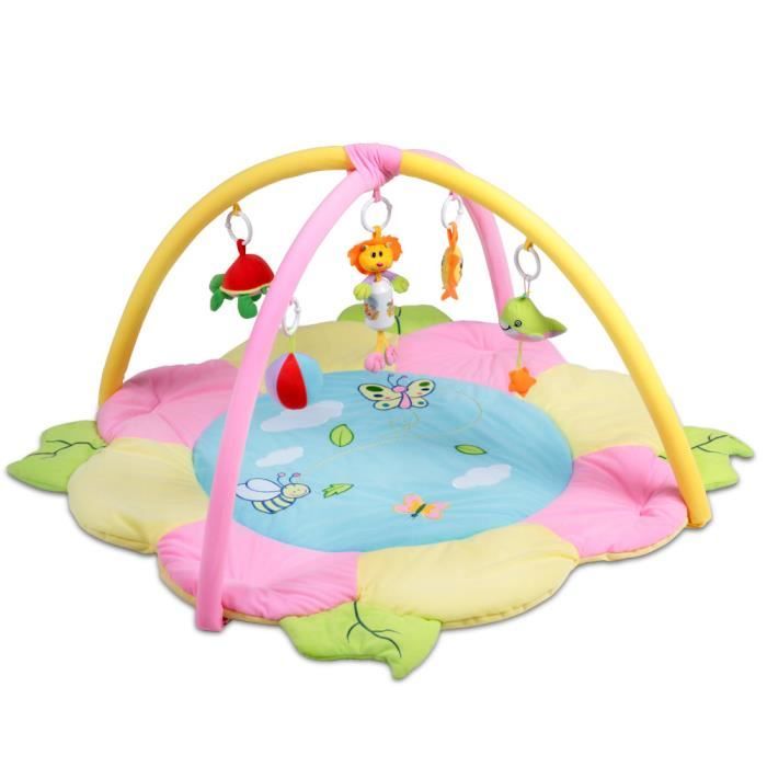 Tapis D Eveil Bebe Pas Cher Fille Rose Fleur Pliable Et Portable Tapis De Jeu Avec Arches 115x115x53 Cm Cdiscount Puericulture Eveil Bebe