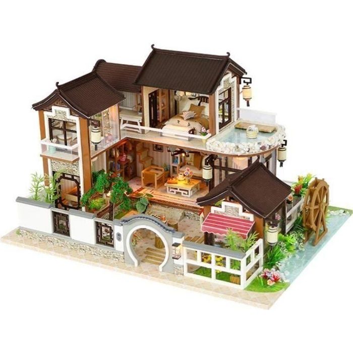 DIY Miniature Maison Maison de Poupée Bricolage Maison Miniature en Bois de  Poupée Bricolage avec un Style Architectural - Cdiscount Jeux - Jouets