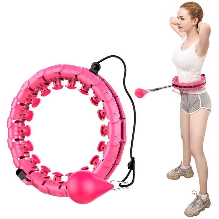 JOY JUMP Hula Hoop Cerceau pour adulte avec serviette cadeau de couleur rose. pneu de fitness amovible Hoola Hoop jusqu'à 8 pièces enfants à partir de 6 ans et débutants 