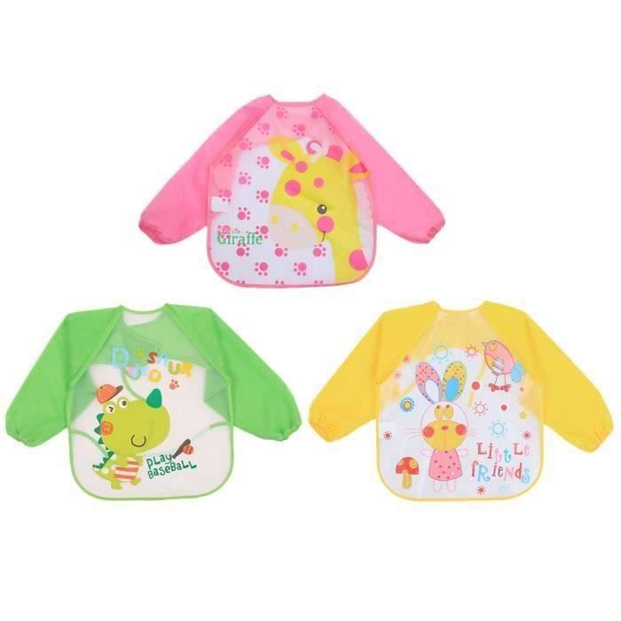 3 Pcs Tabliers Bebe Tablier Enfants Manger Pour Peinture Infantile Partition Cdiscount Maison