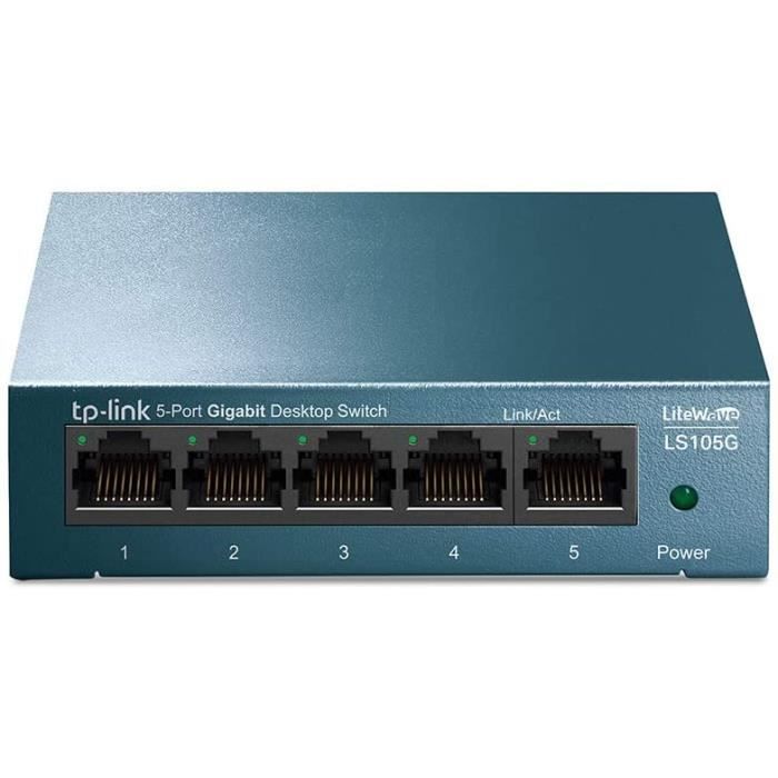 TP-Link Switch Ethernet (LS105G) Gigabit 5 ports RJ45 metallique 10/100/1000 Mbps, Idéal pour étendre le réseau câblé pour les PME e