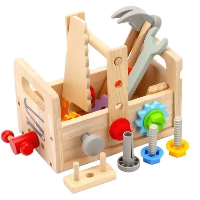 Jouet table d'outils de réparation en bois Enfant Boite a Outil