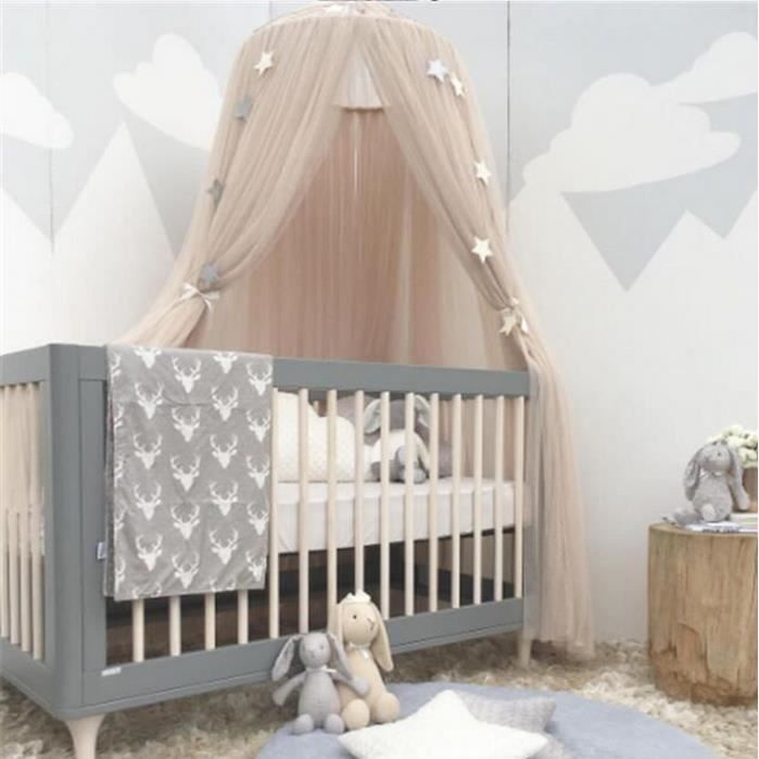 Tentes de dôme Rideau de lit Moustiquaire fantastiqueCiel de Lit Avec étoiles Décoration pour chambre des enfants - (Khaki)