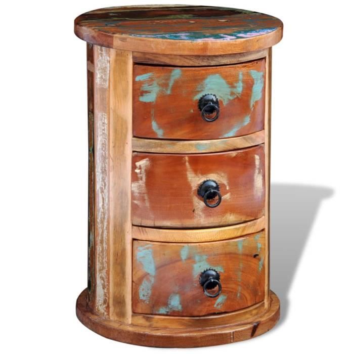 7276®HOME Armoire avec 3 tiroirs Bois de récupération massif Armoire de bureau CHAMBRE Buffet Commode salon