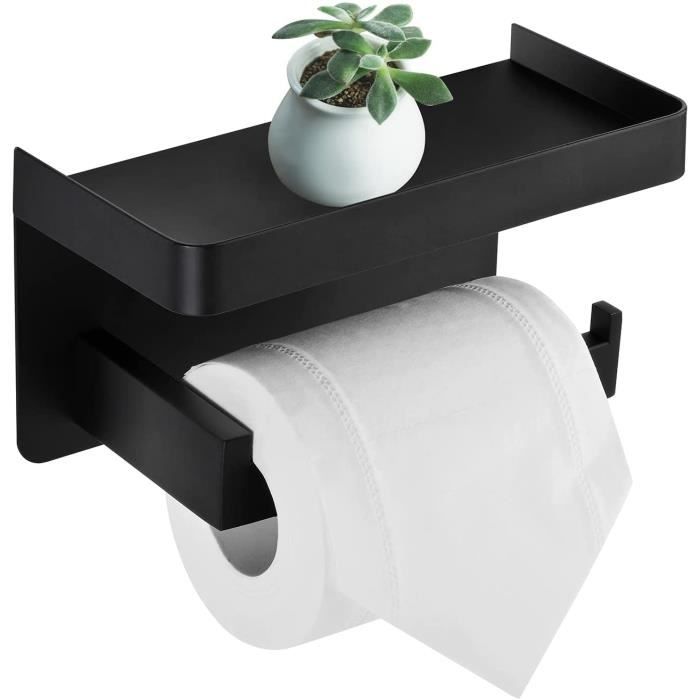 Porte Papier Toilette, Support Papier Toilette 304 Acier Inoxydable,  Derouleur Papier WC avec Plateforme de Rangement (Noir Mat) - Cdiscount  Bricolage