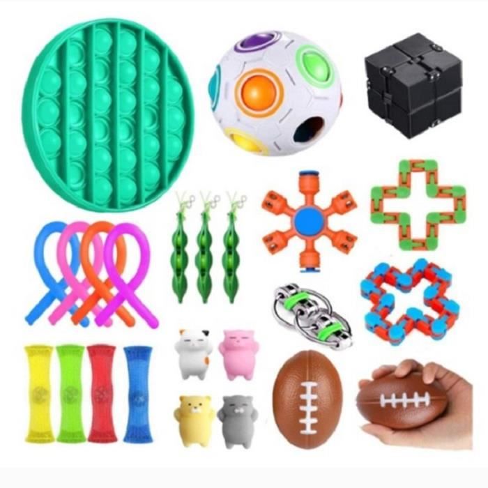 Pop Bubble Fidget Sensory Toy Jouets Anti-Stress pour la Concentration et Le Calme Fidget Toy pour Enfants et Adultes-Purple Octagon/Round/ Heart Discra 3 Pièces Fidget Toys 