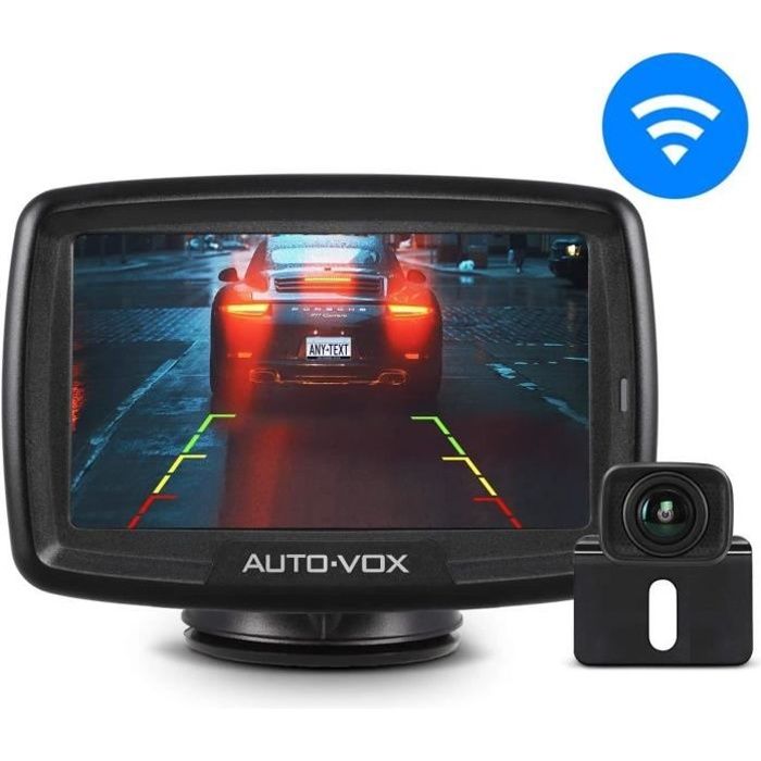 AUTO-VOX Caméra de Recul Sans Fil - avec Signal Numérique Stable, Etanche  IP68 avec 4.3’’ LCD Moniteur et Super Vision Nocturne, DC