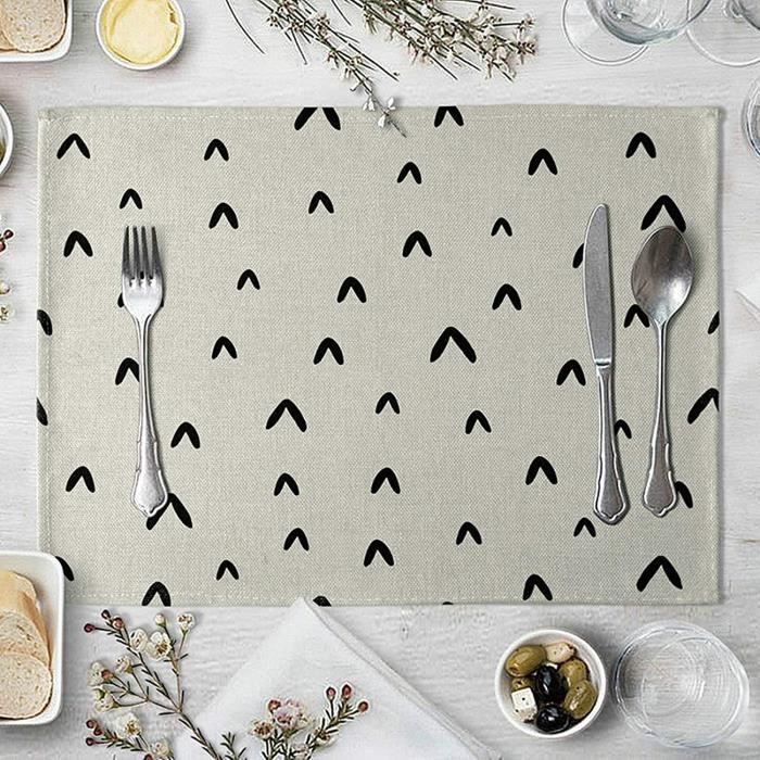 Sets De Table 6 Pieces Deco Table Anniversaire Coton Lin Cœurs 45x30cm Gris Noir 247 Cdiscount Maison