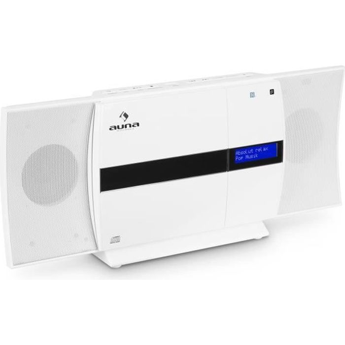 Micro cha&icirc;ne st&eacute;r&eacute;o AUNA V-20 DAB Bluetooth NFC CD USB MP3 DAB+ - blanc 