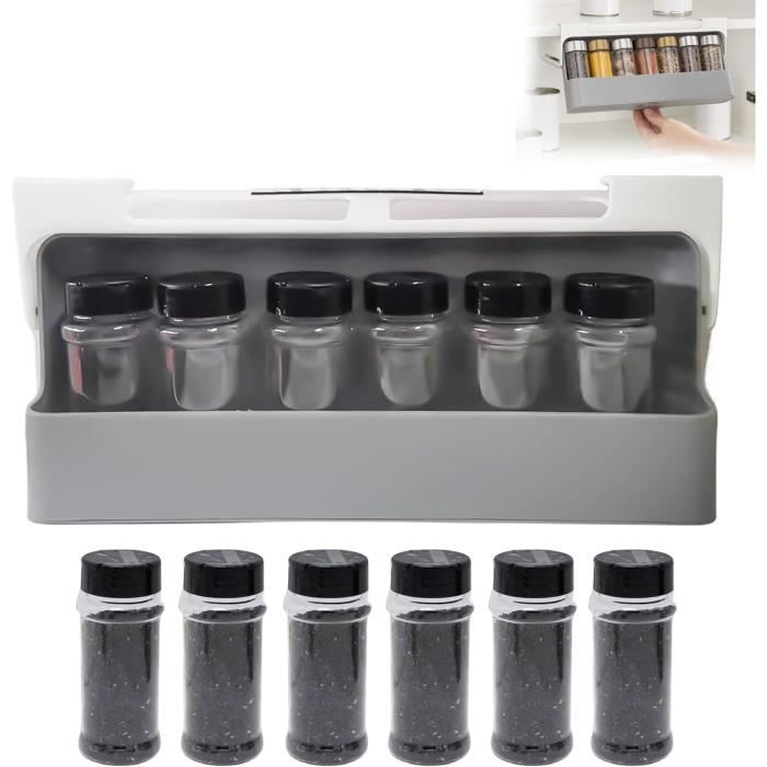 Étagère À Épices En Acier Inoxydable Avec 6 Pots En Verre De 120 Ml