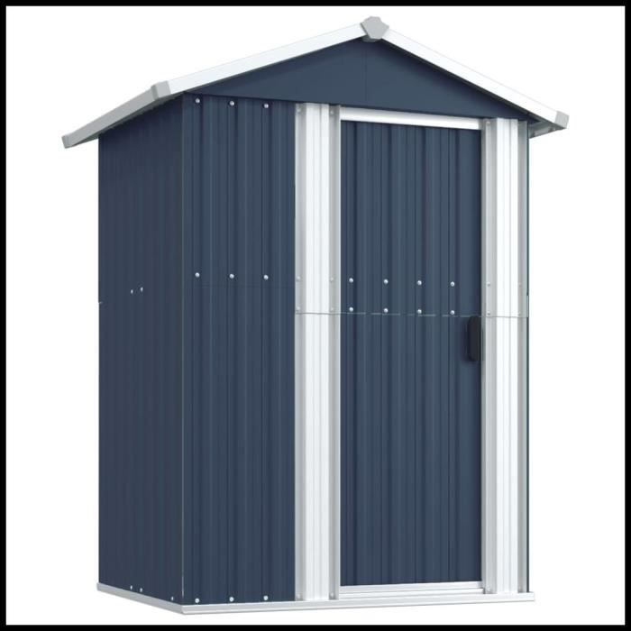 Abri de jardin - CUQUE - Anthracite - Acier galvanisé - 126x975x177 cm - Porte coulissante