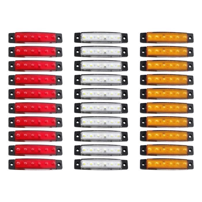 Dioche feux de gabarit à LED Feux latéraux de Bus, 30 pièces, rouge ambre blanc, feux de gabarit LED étanches auto optique