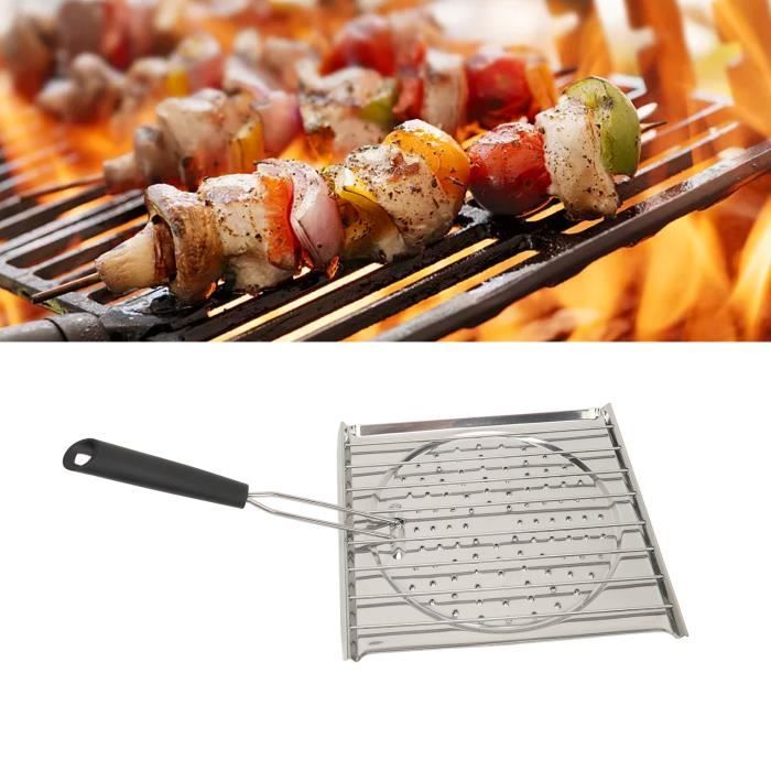 2 Paniers Barbecue Acier Inoxydable 304 - Poignée Bois Amovible, Grille Roulante Pour Légumes, Viande, Poisson