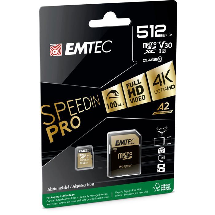 Emtec ECMSDM512GXC10SP mémoire flash MicroSDXC UHS I Classe 10 Neuf - vue 5