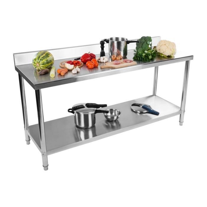 Table en inox - 200x80cm - Table de travail en acier inoxydable - Plan ...