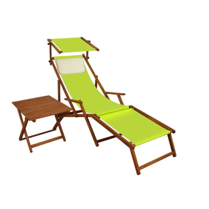 chaise longue de jardin - erst-holz - 10-306fstkh - vert pistache - bois massif - pliant