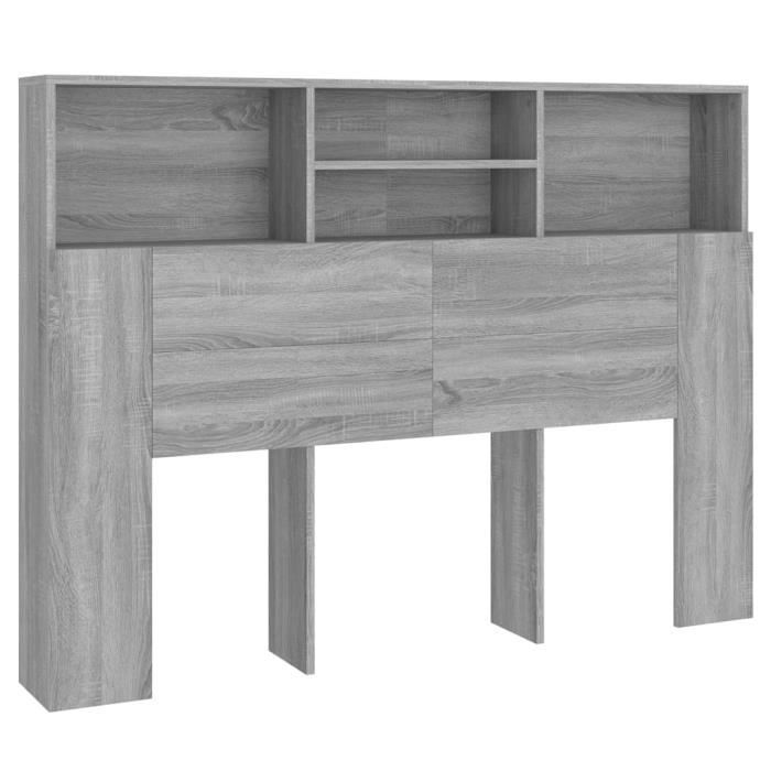 Armoire de tête de lit Sonoma gris - ESTINK - 140x19x1035 cm - Contemporain