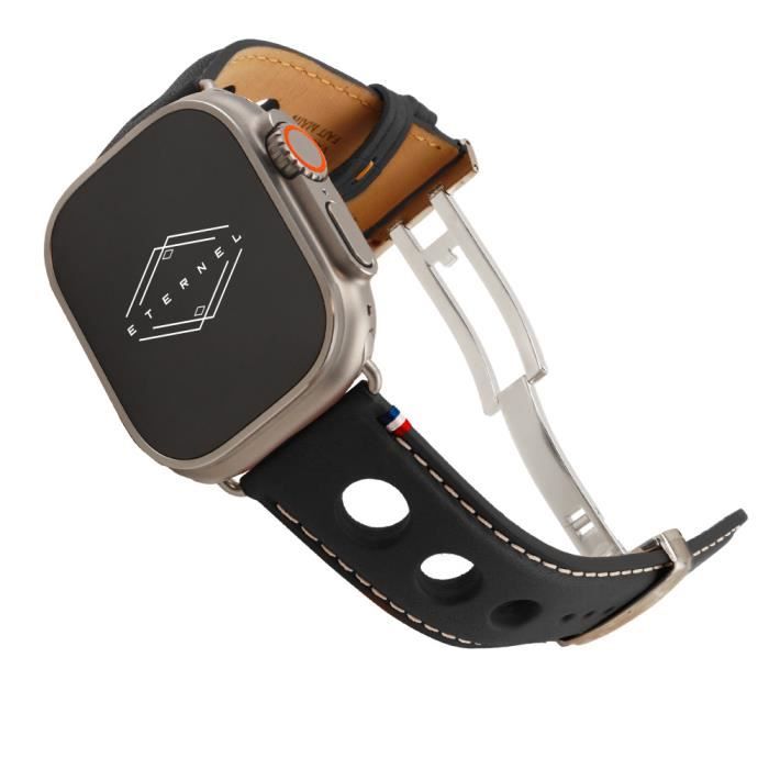Bracelet Rallye en cuir noir compatible Apple Watch ETERNEL