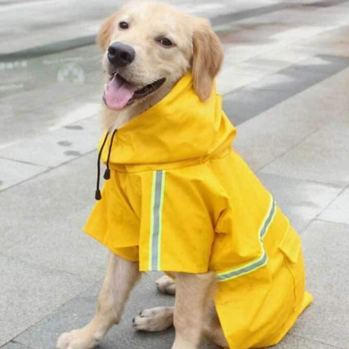 Meilleurs prix pour GOBRO/Manteau Imperméable pour Chien Grande Imperméable avec Capuche Veste avec Bandes Réfléchissantes et Cordon Ajustable