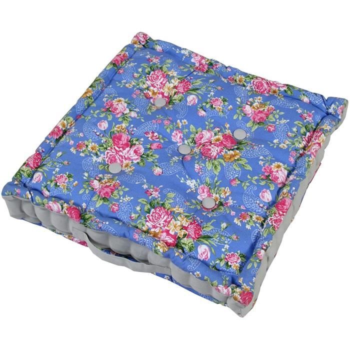 Coussin de sol - HOMESCAPES - 40 x 40 cm - Bleu - Carré - Naturelle - Chambre Coussin de sol - HOMESCAPES - 40 x 40 cm - Bleu - Carré - Naturelle - Chambre