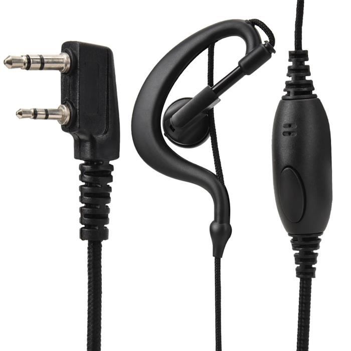 Lot De 2 Écouteurs De Sécurité K 2 Broches Avec Bouton PTT - Compatible Kenwood Baofeng UV-5R 888S RT24 RT27 - 150 Cm