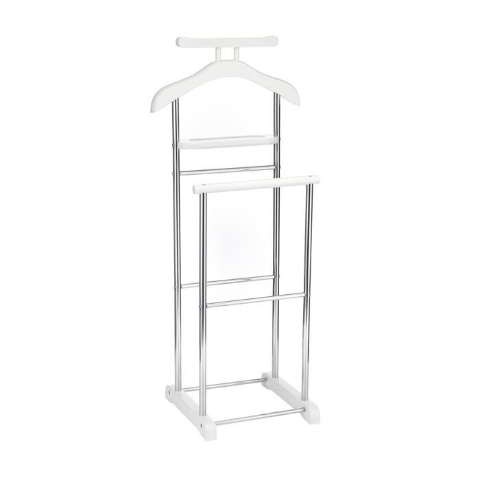 Valet de nuit Structure MDF teinte noyer et acier chromé