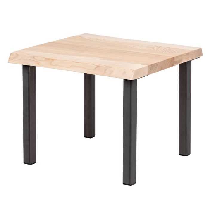lamo manufaktur table basse en bois - industriel - salon - 60x60x47cm - frêne sévère - pieds métal acier brut - modèle classic