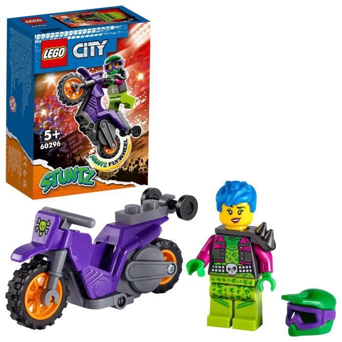 LEGO® 60296 City Stuntz La Moto De Cascade Roue Arrière À Rétrofriction Avec Minifigure Cascadeur Jouet Pour Enfants Dès 5 Ans