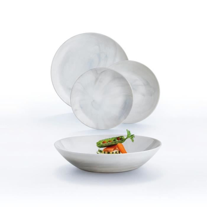 Assiette plate 25 cm - Diwali Marble - Luminarc Gris - Cdiscount Maison