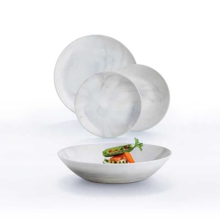 Service De Table De Noël Montana 18 Pièces - Assiettes Plates, Creuses Et à Dessert Décor Cerf, Lavable Au Lave-vaisselle