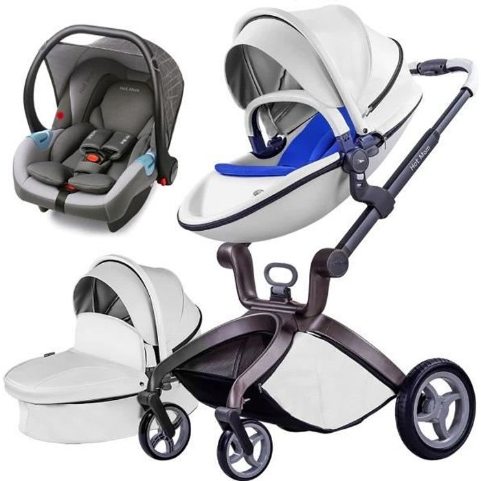 Poussette Bebe 3 En 1 Combine Siege Auto Nacelle Haute Trio Reversible Reglable Haute Qualite Roues Increvables Blanc Cdiscount Puericulture Eveil Bebe