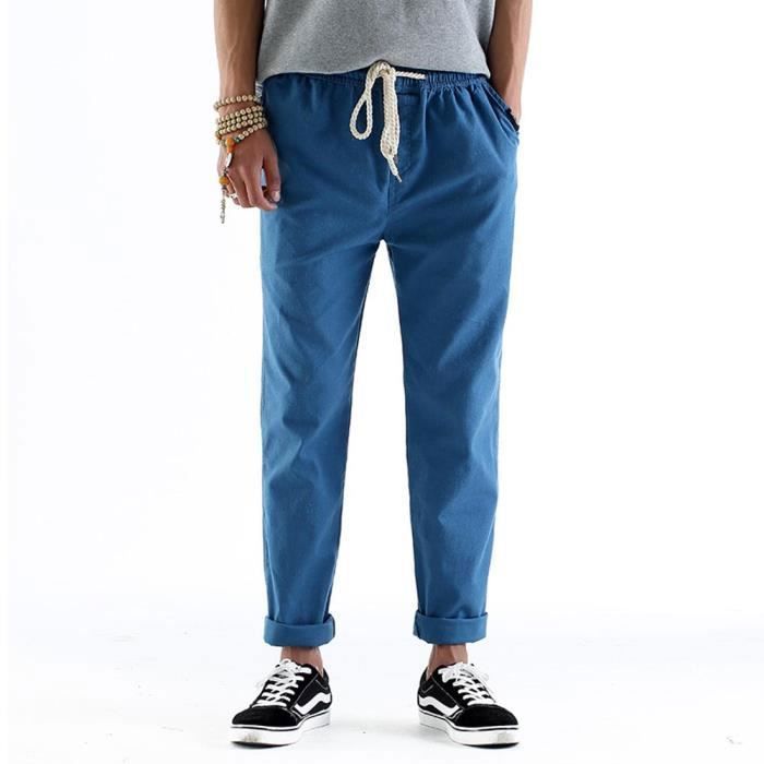 Acheter Vêtements en lin super bon marché pour hommes Pantalon en lin  naturel pour hommes Contemporain Qualité confortable Poche en lin doux  Couleur Pantalon pur