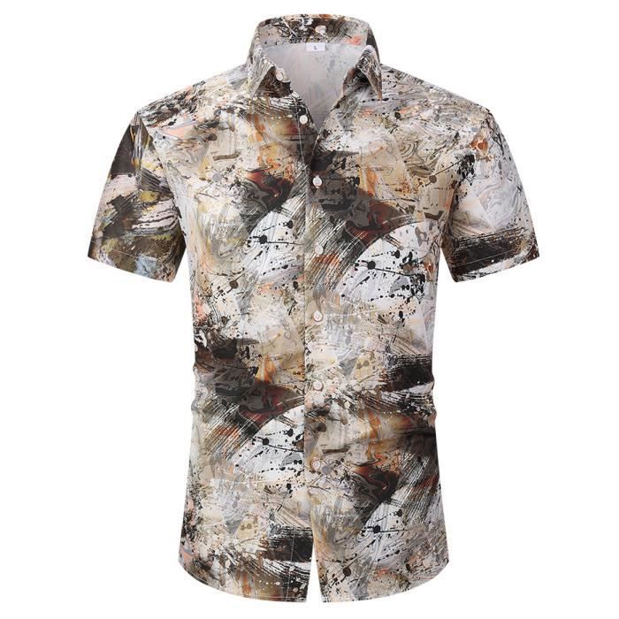 Chemise,Chemise hawaïenne à manches courtes pour hommes,imprimé Floral