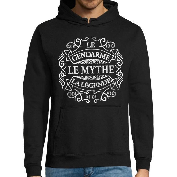 Gendarme Le Mythe La Légende Sweat à Capuche Noir Homme Métier Humour
