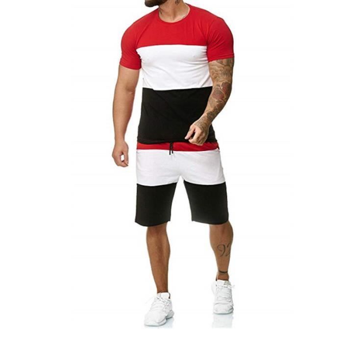 ENSEMBLE DE VETEMENTS Homme - Vêtements de sport en plein air de loisirs confortables d'été - Rouge YH™