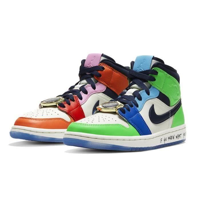 Basket Air-Jordan 1 AJ 1 Mid SE Chaussure pour Homme et Femme Orange Orange  - Cdiscount Chaussures