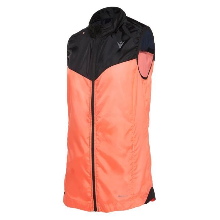 coupe-vent running femme sans manche macron alexa - orange fluo/noir