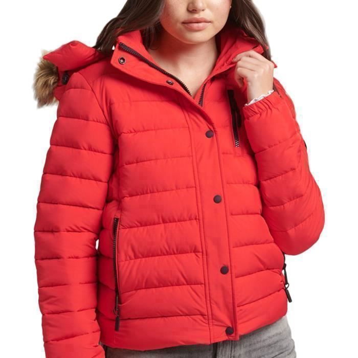 Doudoune Superdry Femme Classic winter Rouge Synthétique - Authentique  Vetement Superdry Femme