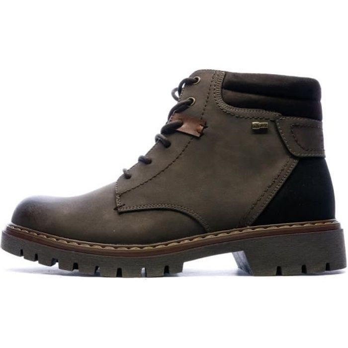 boots homme marron - relife jarfin - tige synthétique - col cheville rembourré - fermeture lacets et zip