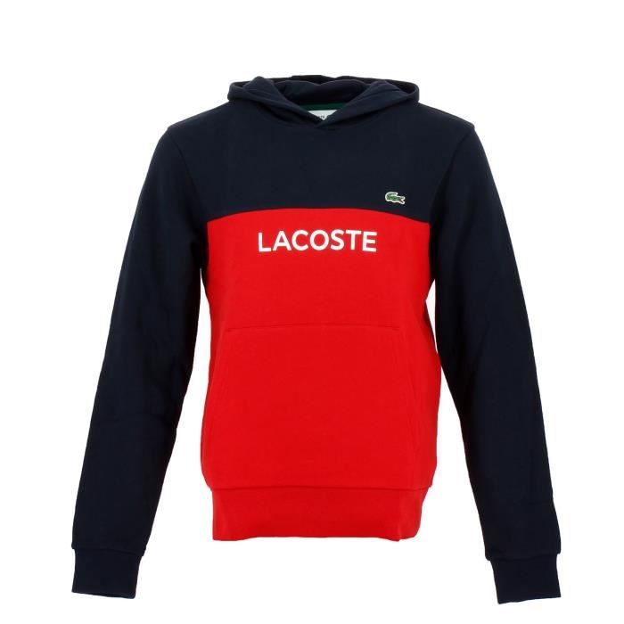 Sweat a capuche Lacoste SWEATSHIRT Rouge Cdiscount Pret a Porter