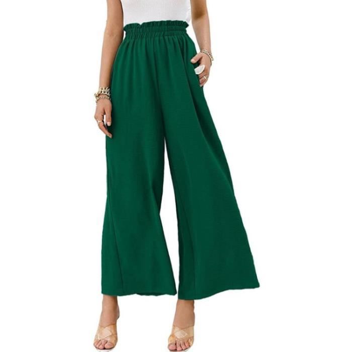 Pantalon Fluide Léger Fleuri Vert Taille XS - Neuf Sans étiquettes