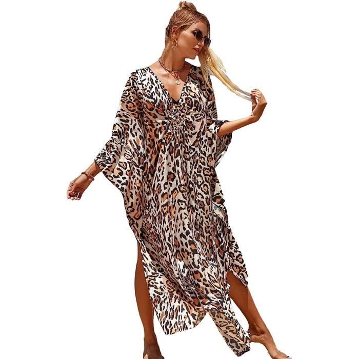 Robe de Plage Femme Tunique Caftan Grande Taille Kaftan Boh?�me Maxi Longue Fluide Et?� couleurs 