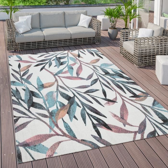 tapis d exterieur terrasse balcon vintage tapis de cuisine motif feuille beige vert 200x280 cm achat vente tapis cdiscount