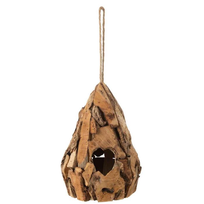 Nichoir pour Oiseaux en Bois Goutte 28cm Naturel Marron - Tendance & Pratique