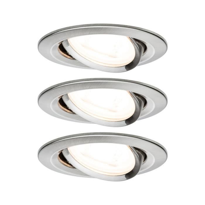 Spots encastrables - PAULMANN - NOVA - Acier brossé - 460 lumens - 3x6.5W